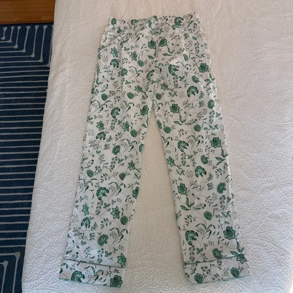 LAKE Pajamas Poplin Piped Pants Set in Meadow Vines Cotton Small NEW - Picture 6 of 8
